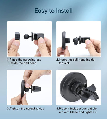 Magnetic Wireless Car Charger Mount Compatible with Magsafe Iphone 15/ Iphone 14/Iphone 13, Fast Charging Air Vent Magnet Accessories Car Phone Holder