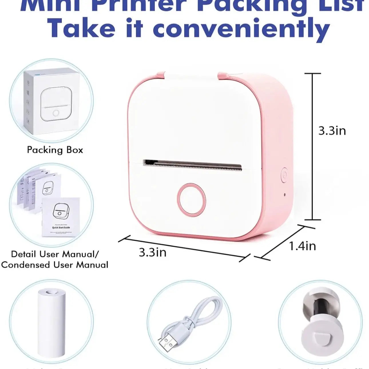 Portable Mini Printer for Phone, Mini Printer for College Students, Phomemo Mini Pocket Thermal Printer