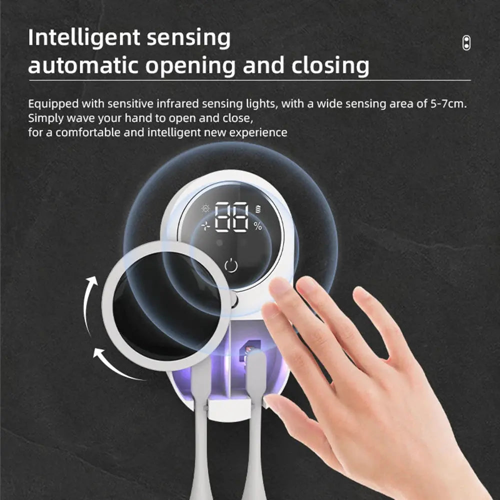 Mini Intelligent UV Toothbrush Sanitizer Holder, Wall Mounted UV Toothbrush Sanitizer Holder, Bathroom Toothbrush Sanitizer