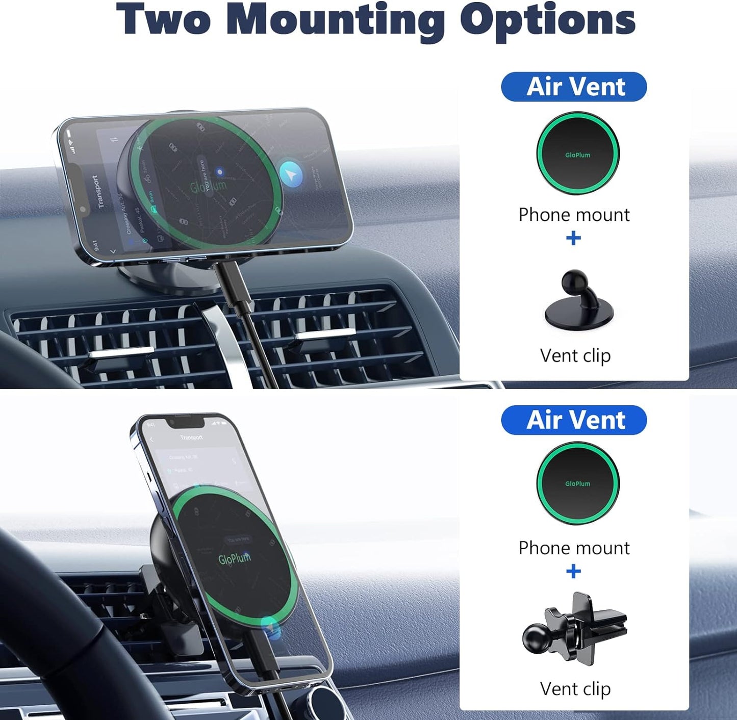 Magnetic Wireless Car Charger Mount Compatible with Magsafe Iphone 15/ Iphone 14/Iphone 13, Fast Charging Air Vent Magnet Accessories Car Phone Holder