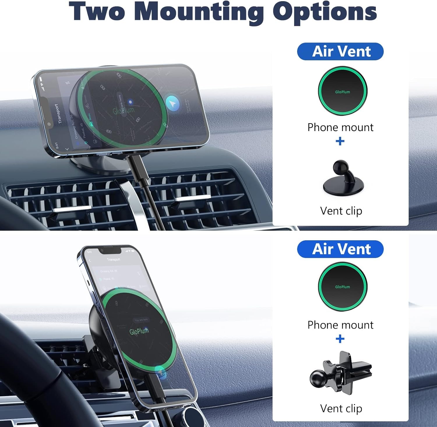 Magnetic Wireless Car Charger Mount Compatible with Magsafe Iphone 15/ Iphone 14/Iphone 13, Fast Charging Air Vent Magnet Accessories Car Phone Holder
