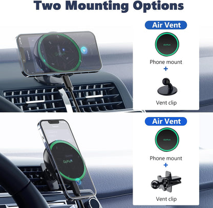 Magnetic Wireless Car Charger Mount Compatible with Magsafe Iphone 15/ Iphone 14/Iphone 13, Fast Charging Air Vent Magnet Accessories Car Phone Holder